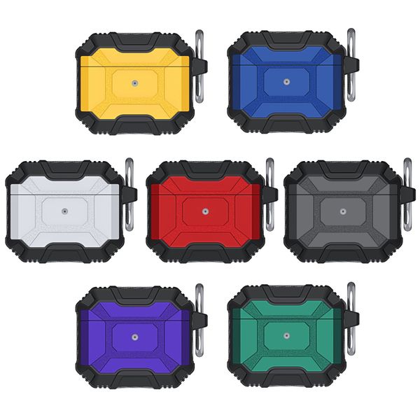 Étuis de protection pour écouteurs antichocs robustes et robustes pour AirPods Pro 2 3 1 PC Couverture de protection militaire hybride en TPU avec clip de verrouillage sécurisé Mélanger les couleurs