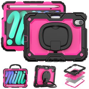 Zware schokbestendige hoes voor iPad Mini 6 5 4 Gen 7.9 8.3 inch tablethoes voor kinderen 360 draaibare opvouwbare handgreep Kickstand Cover + PET-schermbeschermer schouderband