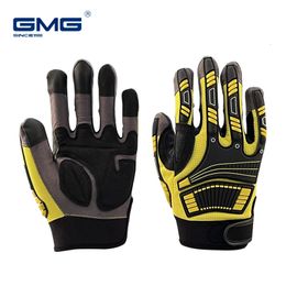 Zware synthetisch leerwerkhandschoenen Impactbescherming Mechaniek Handschoenen Touchscreen Vibratie Reductie Veiligheid Handschoenen Mannen 231222