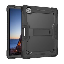 Étui de tablette robuste pour iPad Pro 12.9 (18/20/21/22), armure de tablette 3 en 1 hybride antichoc en gel de silicone, housse de protection pour tablette avec béquille