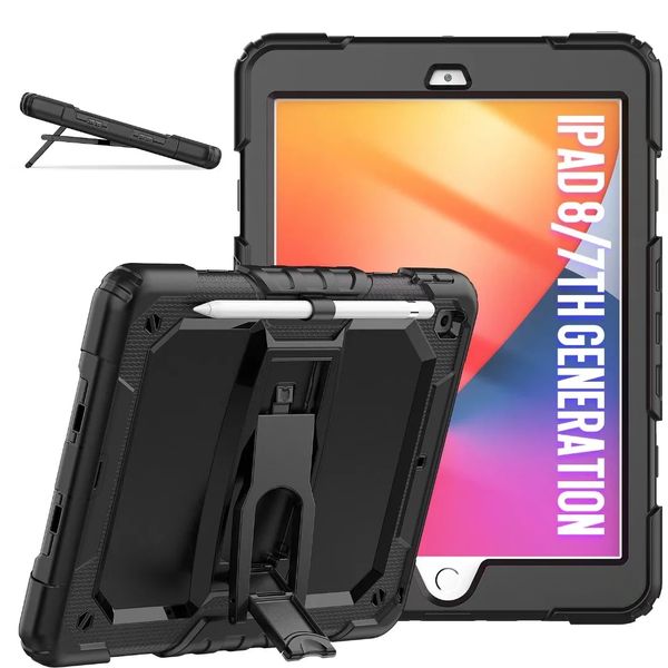 Étuis pour tablette robustes pour iPad 10.2 [7e/8e génération] Mini 6/5 Air 4/3/2/1 Pro 11/10,5/9,7 pouces Samsung Galaxy Tab T290/T220/T500 Étui de protection antichoc à 3 couches avec béquille