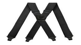 Zware werkbretels voor heren 38 cm breed XBack met 4 plastic grijpersluitingen Verstelbare elastische broekbroekbretels Zwart 22057908488