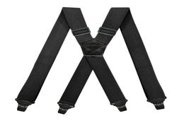 Zware werkzaamheden Suspenders voor mannen 38 cm breed Xback met 4 plastic grijper elkaar verstelbare elastische broekbraasbeugelbraasblack2737468