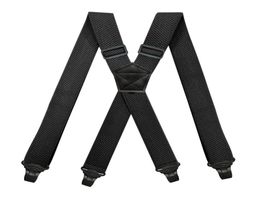 Zware werkzaamheden Suspenders voor mannen 38 cm breed xback met 4 plastic grijper elkaar verstelbare elastische broekbeugelbeugels BraceSblack 22058513080