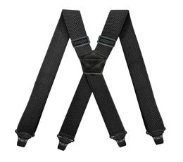 Zware werkzaamheden Suspenders voor mannen 38 cm breed Xback met 4 plastic grijper elkaar verstelbare elastische broekbraasbeugelbraasblack4425429