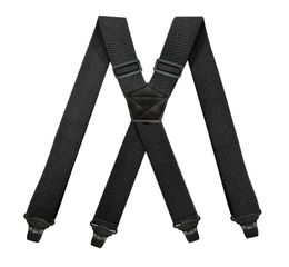 Bretelles de travail robustes pour hommes, 38 cm de large, XBack avec 4 fermoirs à pince en plastique, bretelles élastiques réglables pour pantalon, noir8422159