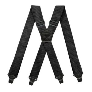 Zware werkzaamheden Suspenders voor mannen 38 cm breed Xback met 4 plastic grijper elkaar verstelbare elastische broekbraasbeugelbraasblack8874870