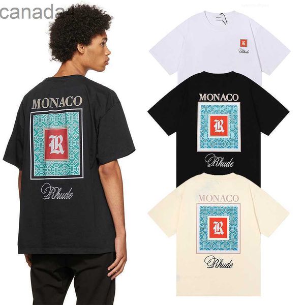 T-shirt en tissu lourd Monaco Limited Rhude pour hommes et femmes, 1 étiquette, 100% coton, Style d'été, surdimensionné, H1H3