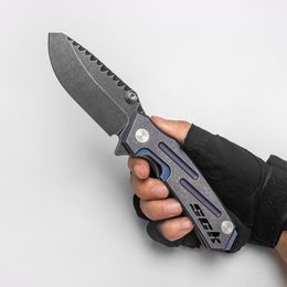 Couteau pliant lourd Rogue Shark SCK Limited Version personnalisée, équipement de chasse tactique de plein air, lame noire S35VN, manche en titane, outils pratiques de survie EDC