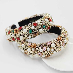 Zware industrie Volledige Crystal Color Designer Hoofdband voor Vrouwen Haaraccessoires Wide Side Hair Band Hoofdtooi Shiny Diamond Gift X0722