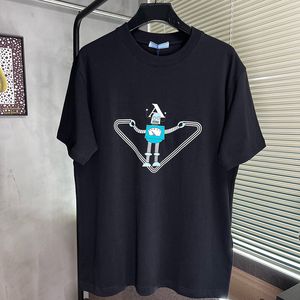 Zware Gemaakt Italië Stijl Mannen Designer Tee Robot Driehoek Print T-shirt Zomer Straat Skateboard Korte Mouw T-shirt 24ss 0116