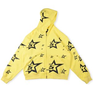 Heavy Maked USA Men Stars Web Stars Yellow Zipper Sweat à sweat à sweat à capuche à capuche à capuche décontractée unisexe 23fw 1223