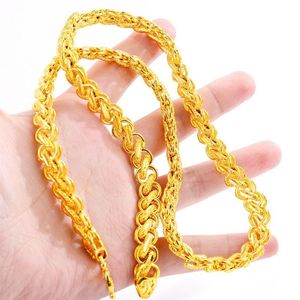 Cadena tailandesa de bendición para hombres pesados, collar chapado en oro de 24 quilates, cadenas NJGN056, regalo de boda a la moda, cadena con placa de oro amarillo para hombres n284M