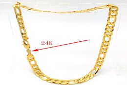 Zware MEN039S XXL -ketting 24 K Stamep Link ketting vaste fijne gouden authentieke afwerking Figaro 12 mm Italiaans 24quot Hallmarked1860509