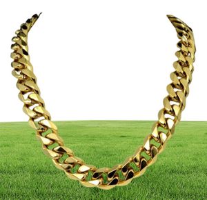 Colliers de chaînes masculines 18K Heaves Collier de chaîne de trottoir cubaine à l'or