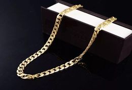 Collier de liaison solide à chaîne de bordure classique en or jaune lourd