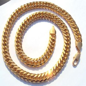 Collier à maillons cubains épais pour hommes, finition en or massif 24 carats, bijoux en chaîne, 3 années consécutives S CHAMPI244o