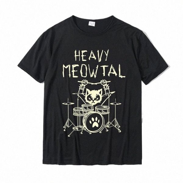 Heavy Meowtal Cat Metal Music Tshirt Femmes Hommes Idée Cadeau Drôle Pet Owner T-Shirt Chemise Imprimée Pure Cott Plus Taille Tops Z0iH #