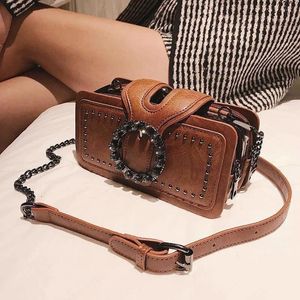 Heavy Metal Fashion - Retro Dames Schoudertassen Diamond Flap Cross-body Bag Machine Punk Stijl All-Match Messenger Bags 240314