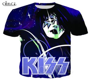 Heavy Metal Rock Kiss Band T -shirt Men 3D -print Nieuwe stijl korte mouw pullovers kiss band unisex streetwear casual plus size tops1894979