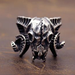 Zware Satan Baphomet Goat Skull Ring Men 14K Gold Motor Biker Ring Man Opening Punk Goth Ring Maat 7-14