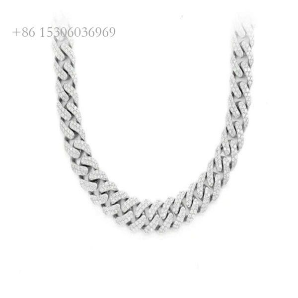 Cadena pesada de Miami Bling Baguette Diamante 10K/14K/ Oro sólido Diamante natural Hombres Collar de cadena de eslabones cubanos