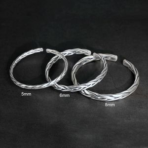 Zware Solid 999 Pure Silver Ed Bangles Heren Sterling Silver Bracelet Vintage Punk Rock Style Armband Man Cuff Bangle G0916283E