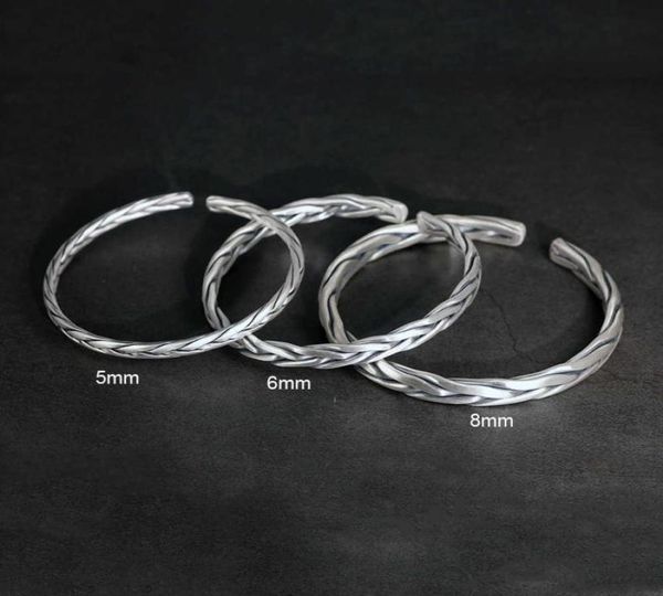 Heavy Solid 999 Pur Argent ed Bracelets Hommes Bracelet En Argent Sterling Vintage Punk Rock Style Brassard Homme Manchette Bracelet G091687554759930452