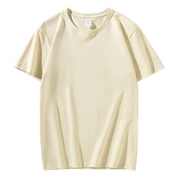 Couleur unie lourde opaque 250g coton pur rond cou rond à manches courtes t-shirts de base blanc pure épaisse t