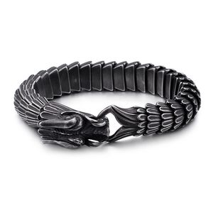 Dragon chinois écailles lien chaîne Bracelets rétro ancien argent acier inoxydable hommes bracelet