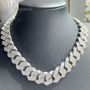 Heavy Wear S Sier materiaal 20 mm breed 4 rijen rapper ketting met Moissnaite Diamond Cubaanse schakelketting