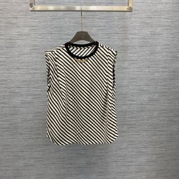 Zwaargewicht zijden dubbele Qiao materiaal digitaal printen klassiek zwart en wit gestreepte temperament kleine vliegende mouwen zijden shirt