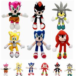Hedgehog Animation 6 Estilo lindo 28 cm Película de juguete Sonic y Juego de Teion Cartoon Doll Cartoon Plush Animal Toys Regalos de Navidad