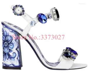 Talage Chunky 345 Sandals Lady Fashion 6/10 cm Crystal Sexy Female Rhinaistone Pumps Vobus Chaussures Dropship
