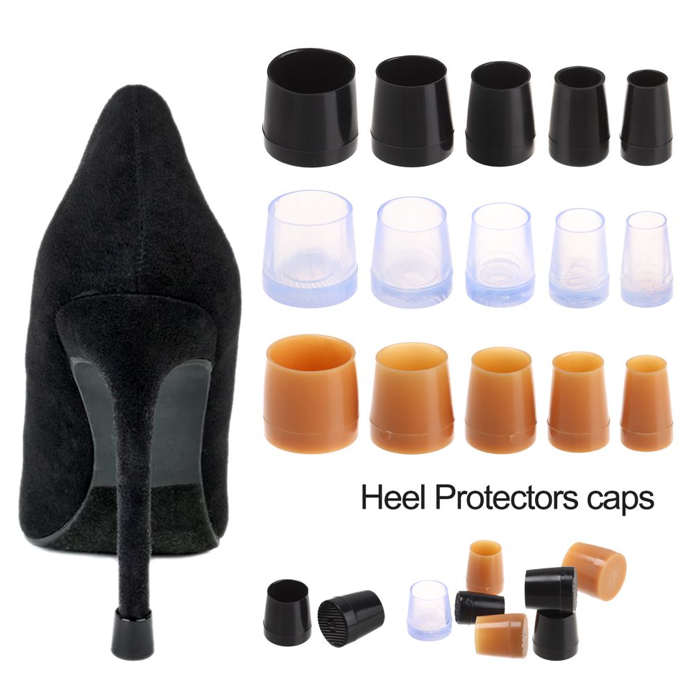Protetores de calcanhar 10 pares Capas de tampas de calcanhar para sapatos de calcanhar alto Stoppers de salto para grama 5 tamanhos de calcanhar de sapatos protetor de salto