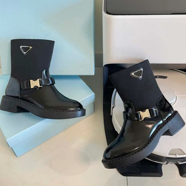 Botas de tacón para mujer, botas de señora, zapatos de diseñador de lujo, botines de moda, zapato de plataforma hasta la rodilla, forma de placa 10, charol negro
