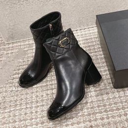 Bottes à talons pour femmes, cuir verni en daim de qualité supérieure, haute élasticité, bande élastique, chaussures plates confortables, couleur mixte, fond épais, bottines 35-41