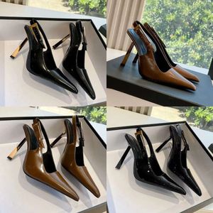 Hakken Designer Woman Designer Slingback Dress schoenen Hoge hakken schoenen 7 cm 9 cm stiletto hiel lederen pompen gesloten teen sandalen formele avondschoen originele kwaliteit