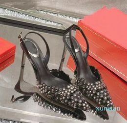 Talons marque de luxe sandales hauteur de talon chaussures série gemme pointu chaussures de mariage pour femmes après vide
