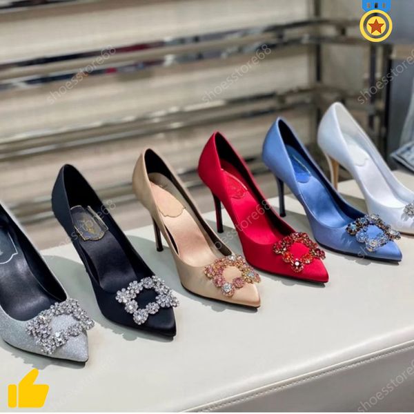 Zapatos de tacones diseñador de mujer Zapatos de vestir Tacones altos delgados, zapatos de banquete de boda, pedrería Mujeres en zapatos formales