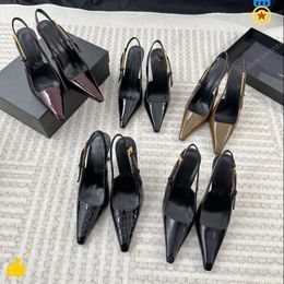 hakken schoenen vrouw ontwerper Prom jurk schoenen Luxe schoen LEE gespiegeld leer slingback pomp Vrouw zwarte Krokodil Designer hak man sandaal