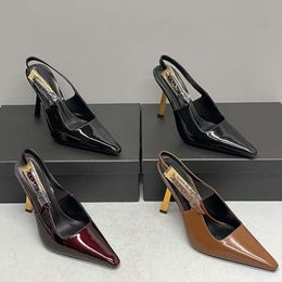 Chaussures talons du designer femme Sanda Lee Slingbacks Sandale en cuir talons Party Chaussures avec boîte 502