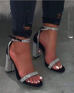 Hakken Schoenen Dames Comemore Party Dikke sandalen met hoge hakken en enkelbandje voor dames maat 43 Zwart 23041 25