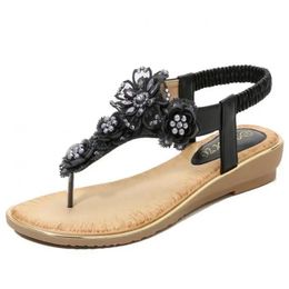 Hakken zomer dames sandalen open teen bloemen bohemian sandalen dames schoenen 2022 mode flip flops sandalias dames plat chaussure femme