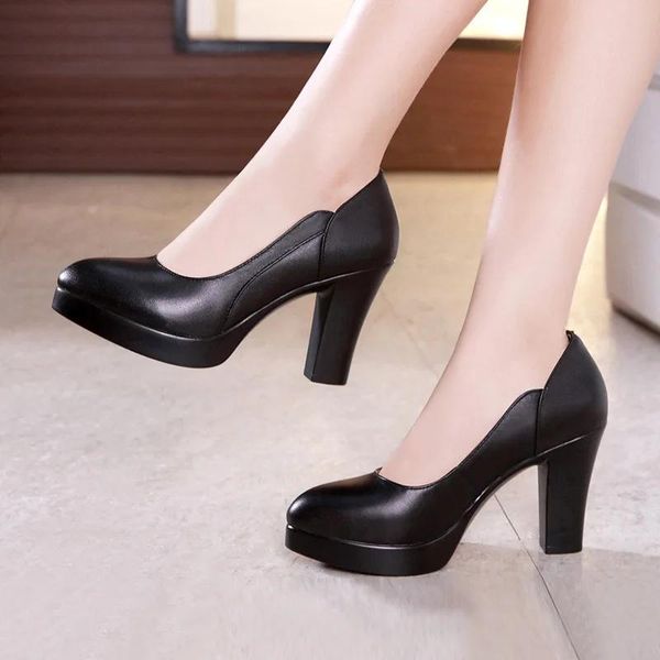 Talons yancllould peu profond petite taille 32 chaussures de cour formelles femmes pompes blocs talons plate-forme printemps chaussures de bureau hauts chaussures talons dames