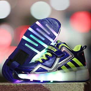 Heelys Kinderen Gloeiende Sneakers Kinderrol Inline Skate Schoenen Met één Wielen Meisjes Jongens LED-Lichte Schoen