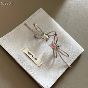 HEFANG marque de luxe bowknot designer boucles d'oreilles stud pour les femmes brillant cristal diamant noeud fleur douce CZ zircon argent boucle d'oreille boucles d'oreilles boucles d'oreilles bijoux