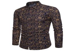 Heflashor 2018 Nouveaux chemises à imprimé vintage Vêtements imprimés floraux de mode classique Bloche de style rétro mâle grande taille 5xl9878614