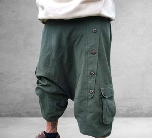 Heflashor Men039S Green Harem Pants Bloors Vintage Pantalon Loose Méditation Men d'extérieur Hip Hop Pantalage de jambe large Pantalon Homb7413084