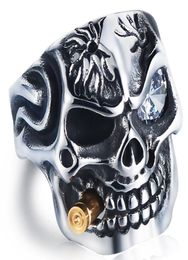 Hegemonische diamanten schedel titanium stalen ring persoonlijkheid punk Men039s ring sieraden Europees en Amerikaan5128283